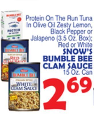 Bravo Supermarkets Snow's bumble bee clam sauce 15 oz. can offer
