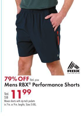 Boscov's Mens rbx® performance shorts offer
