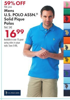 Boscov's Mens u.s. polo assn.® solid pique polos offer