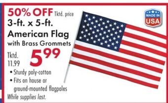 Boscov's 3-ft. x 5-ft. american flag with brass grommets offer