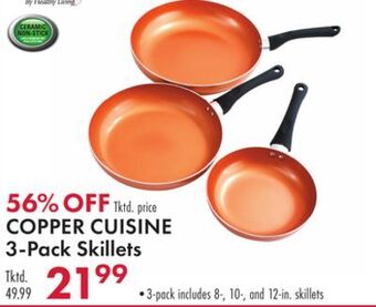 Boscov's Copper cuisine 3-pack skillets offer