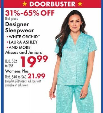 Boscov's Designer sleepwear offer