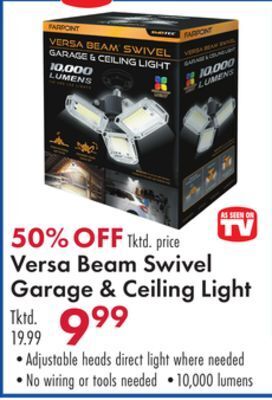 Boscov's Versa beam swivel garage & ceiling light offer