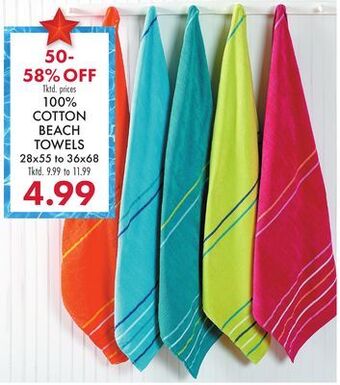 Boscov's 100% cotton beach towels offer