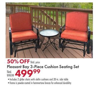 Boscov's Pleasant bay 3-piece cushion seating set offer