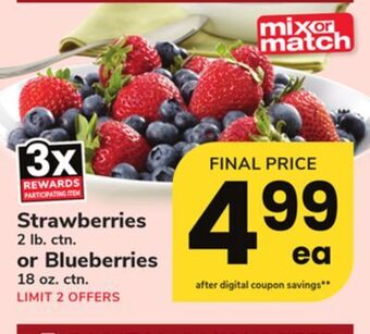 ACME Strawberries 2 lb. ctn. or blueberries 18 oz. ctn. offer