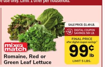 ACME Romaine, red or green leaf lettuce offer