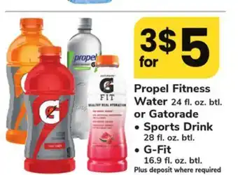 ACME Propel fitness water 24 fl. oz. btl. or gatorade • sports drink 28 fl. oz. btl. • g-fit 16.9 fl. oz. btl. offer