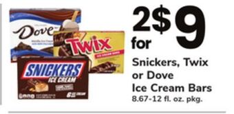 ACME Snickers, twix or dove ice cream bars offer
