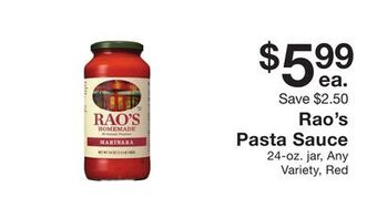 Fairway Store Market Rao's pasta sauce offer