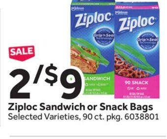 Stop&Shop Ziploc sandwich or snack bags offer