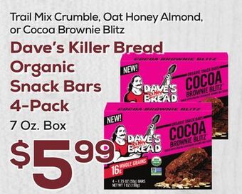 DeCicco & Sons Dave's killer bread organic snack bars 4-pack offer