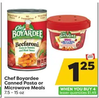 Weis Markets Chef boyardee canned pasta or microwave meals offer