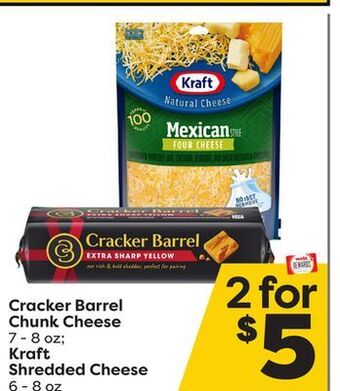 Weis Markets Cracker barrel chunk cheese 7-8 oz kraft shredded cheese 6-8 oz offer