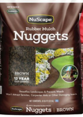 Lowe's Nuscape® 0.8-cu ft rubber mulch nuggets offer