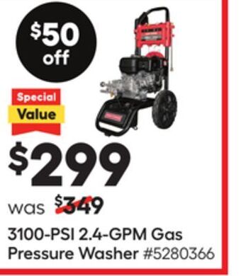 Lowe's 3100-psi 2.4-gpm gas pressure washer offer