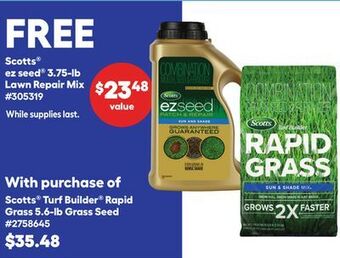 Lowe's Scotts® turf builder® rapid grass 5.6-lb grass seed offer
