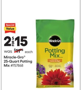 Lowe's Miracle-gro® 25-quart potting mix offer