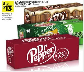 Dollar General Dr pepper®, canada dry®, rc® cola, 7up®, sunkist® or a & w® offer
