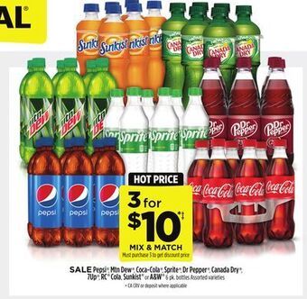 Dollar General Pepsi®, mtn dew®, coca-cola®, sprite®, dr pepper®, canada dry®, 7up®, rc® cola, sunkist® or a & w® offer