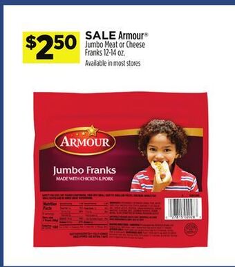 Dollar General Armour® jumbo meat or cheese franks offer