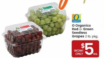 Albertsons O Organics Red or Green Seedless Grapes offer