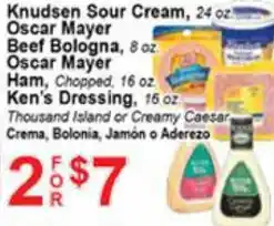 Tresierras Supermarkets Knudsen Sour Cream Oscar Mayer Beef Bologna, Oscar Mayer Ham. offer