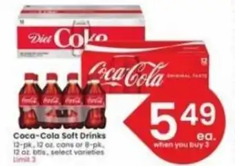 Albertsons Coca-Cola Soft Drinks 12-pk, 12 oz. cans or 8-pk. 12 oz bels, select varieties Limit 3 offer