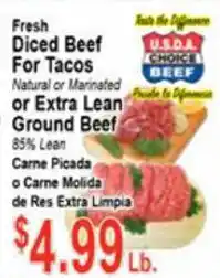 Tresierras Supermarkets Fresh Diced Beef For Tacos Or Extra Lean Ground Beef offer