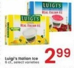 Albertsons Luigi's Italian Ice 6 ct, select varieties offer