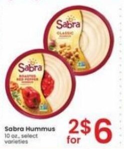 Albertsons Sabra Hummus 10 oz, select varieties offer