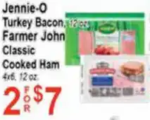 Jennie-O Turkey Bacon, Farmer John Classic Cooked Ham