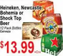 Heineken,Newcastle Bohemia Or Shock Top Beer