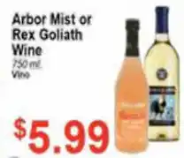 Arbor Mist Or Rex Goliath Wine 750ml