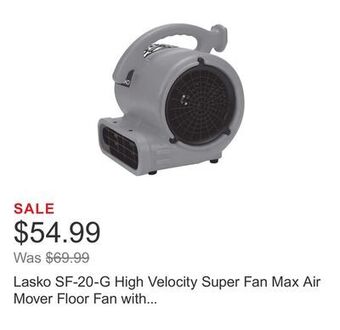 Costco Lasko sf-20-g high velocity super fan max air mover floor fan with 3 speeds offer