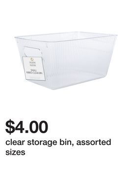 Five Below Clear storage bin, assorted sizes offer