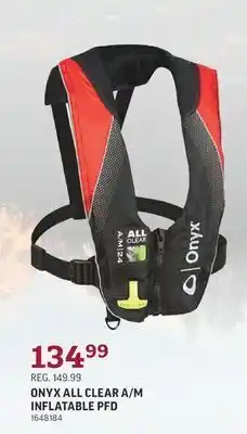 Sportsman's Warehouse Onyx all clear a/m inflatable pfd offer