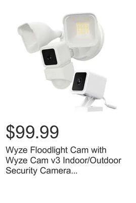 Costco Wyze floodlight cam with wyze cam v3 indoor/outdoor security camera system offer