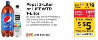 ShopRite Pepsi 2-liter or lifewtr 1-liter offer