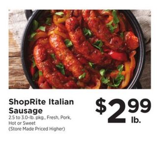 ShopRite Italian sausage offer