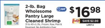 ShopRite 2-lb. bag wholesome pantry large cleaned shrimp offer