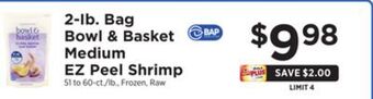 ShopRite 2-lb. bag medium ez peel shrimp offer