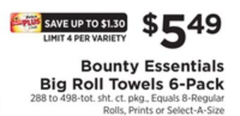 ShopRite Big roll towels 6-pack offer