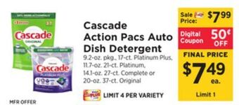 ShopRite Action pacs auto dish detergent offer