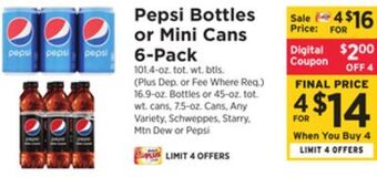 ShopRite Bottles or mini cans 6-pack offer