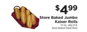 ShopRite Store baked jumbo kaiser rolls offer