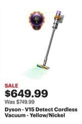 Best Buy Dyson-V15 Detect Cordless Vacuum - Yellow/Nickel offer