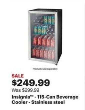 Best Buy Insignia™ -115-Can Beverage Cooler - Stainless steel offer
