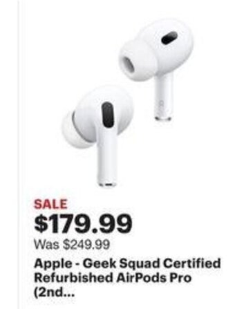 Best Buy Apple - Geek Squad Certified Refurbished AirPods Pro (2nd... offer