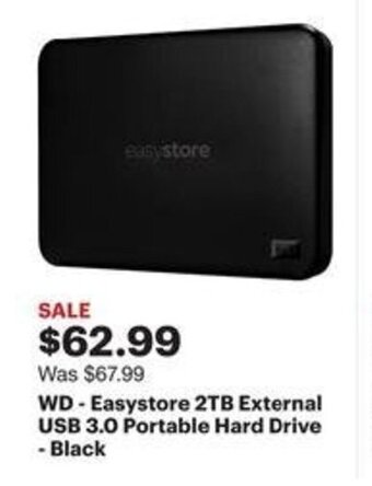 Best Buy WD - Easystore 2TB External USB 3.0 Portable Hard Drive - Black offer